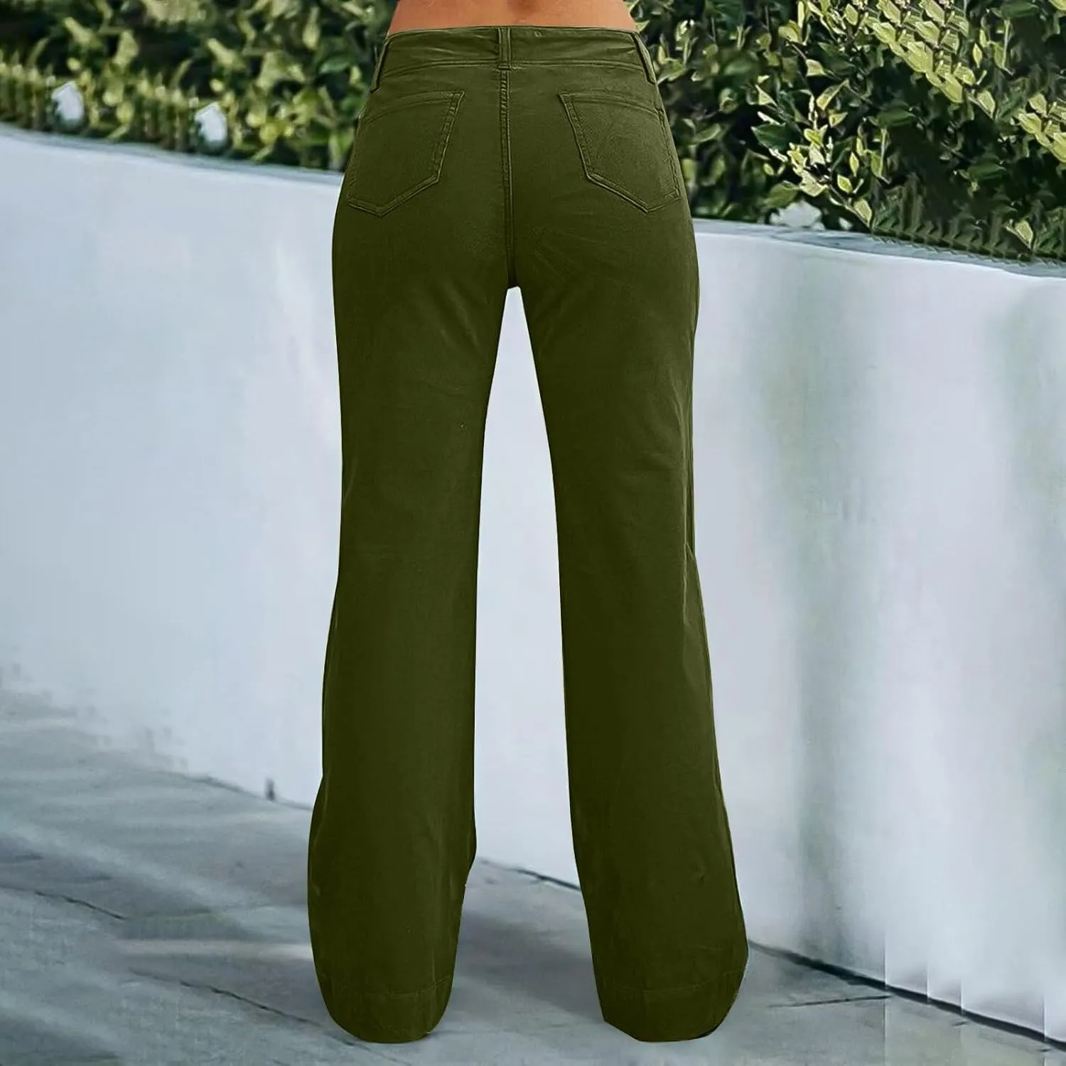 Causal Wide Leg Pants for Women Y2K Stretch Twill High Waisted Chino Pants Comfy Slim Fit Dress Pants with Pockets