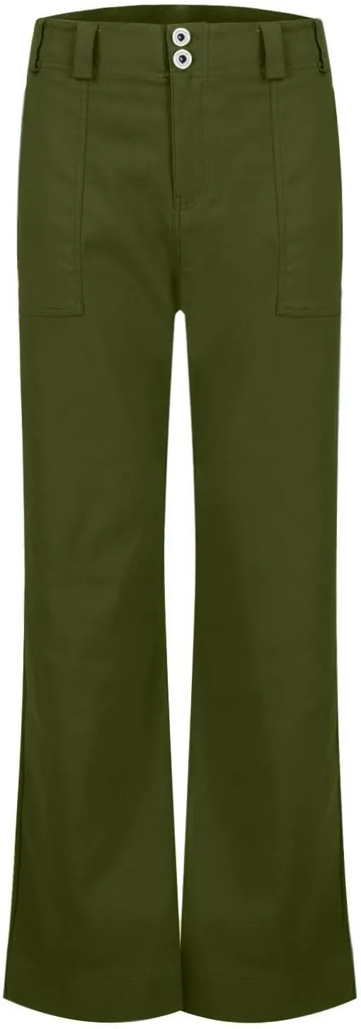 Causal Wide Leg Pants for Women Y2K Stretch Twill High Waisted Chino Pants Comfy Slim Fit Dress Pants with Pockets