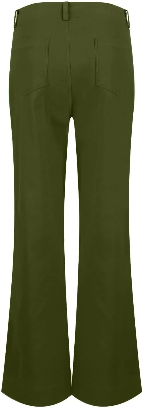 Causal Wide Leg Pants for Women Y2K Stretch Twill High Waisted Chino Pants Comfy Slim Fit Dress Pants with Pockets
