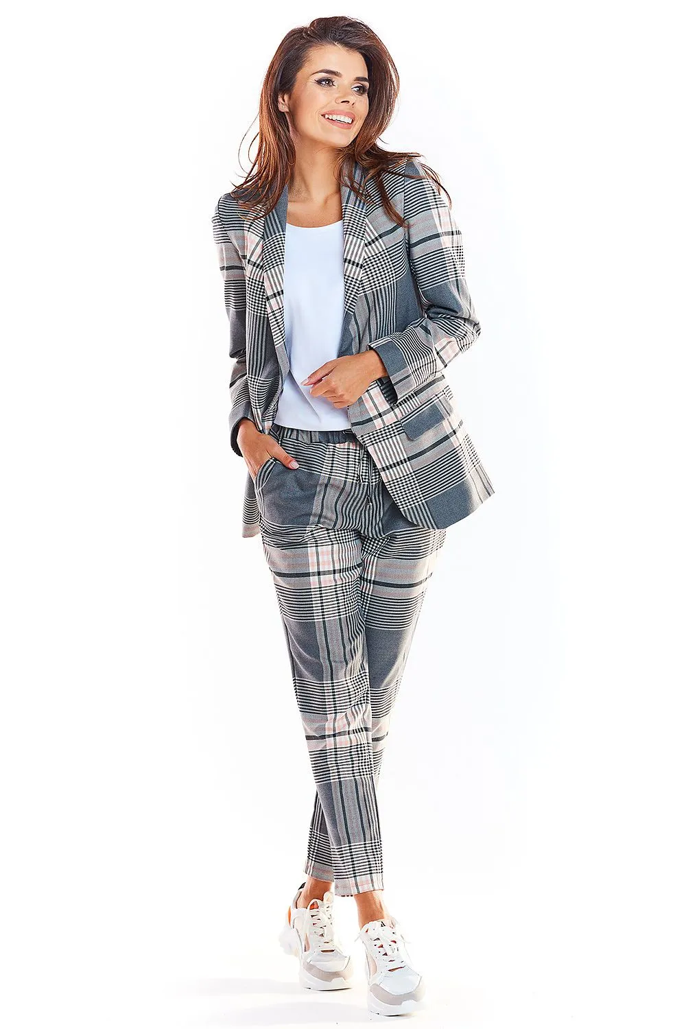 Chic Urban Checkered Blazer with European Style