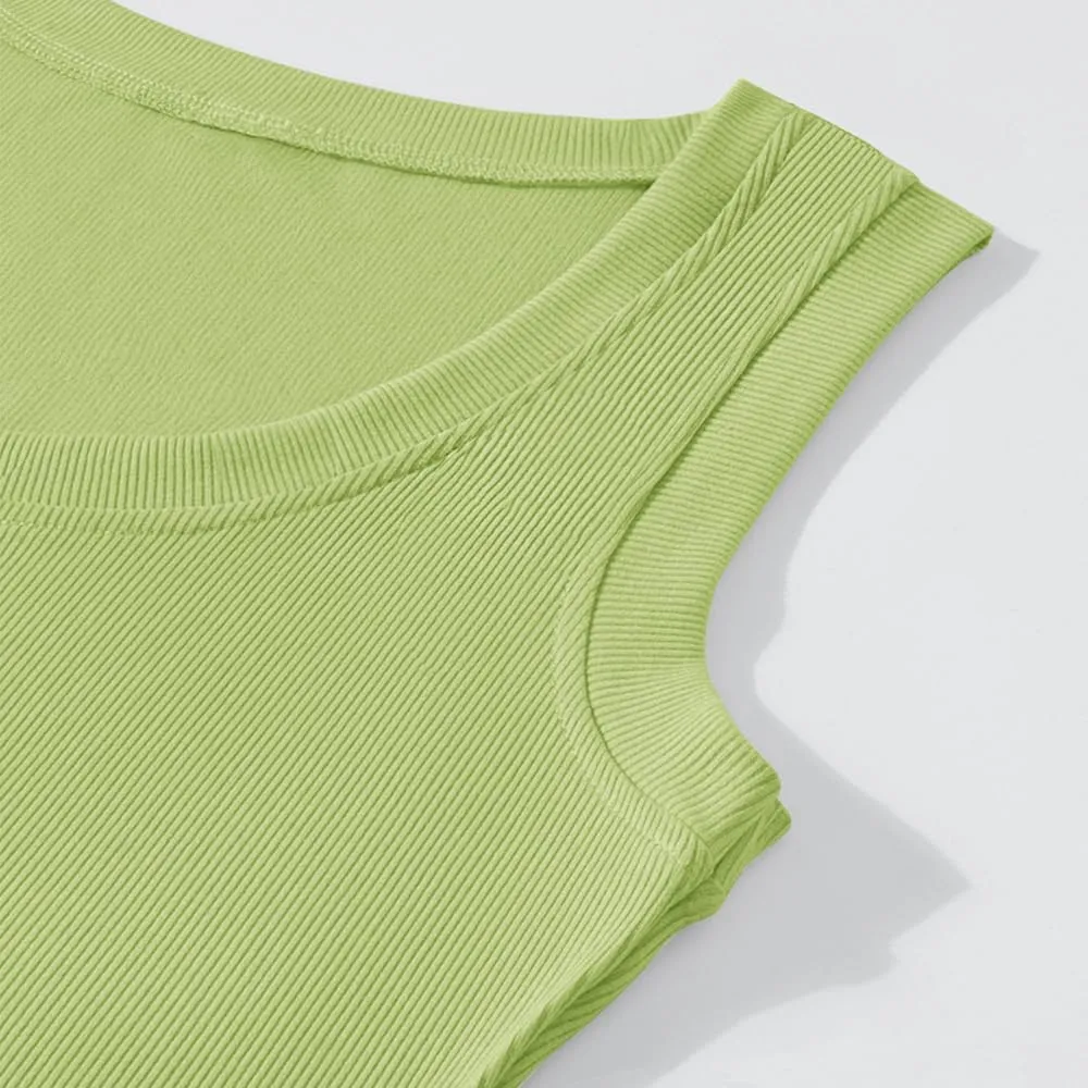 Chulianyouhuo Women's Ribbed Tank Tops Knit Scoop Neck Sleeveless Fitted Casual Tops Summer Slim Basic Tee Shirts