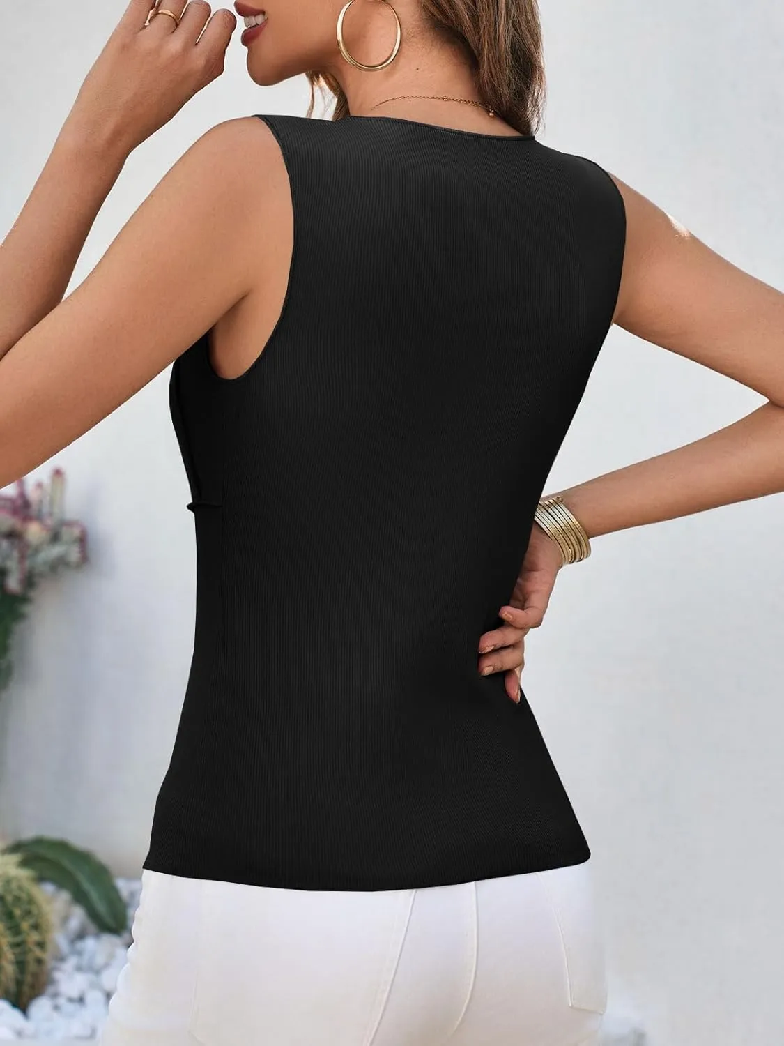 Cicy Bell Womens Ribbed Tank Tops Fitted Summer Dressy Casual Sleeveless Shirts Cute Crew Neck Basic Tee