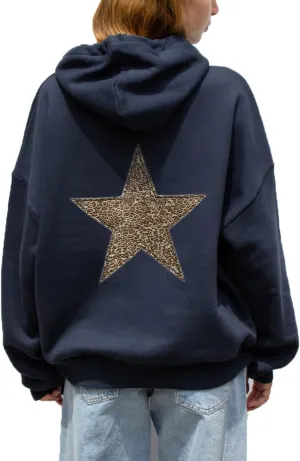 Cioatin Women Oversized Leopard Star Graphic Hoodies Men Cute Y2K Aesthetic Fleece Long Sleeve Pullover Sweatshirt Girls