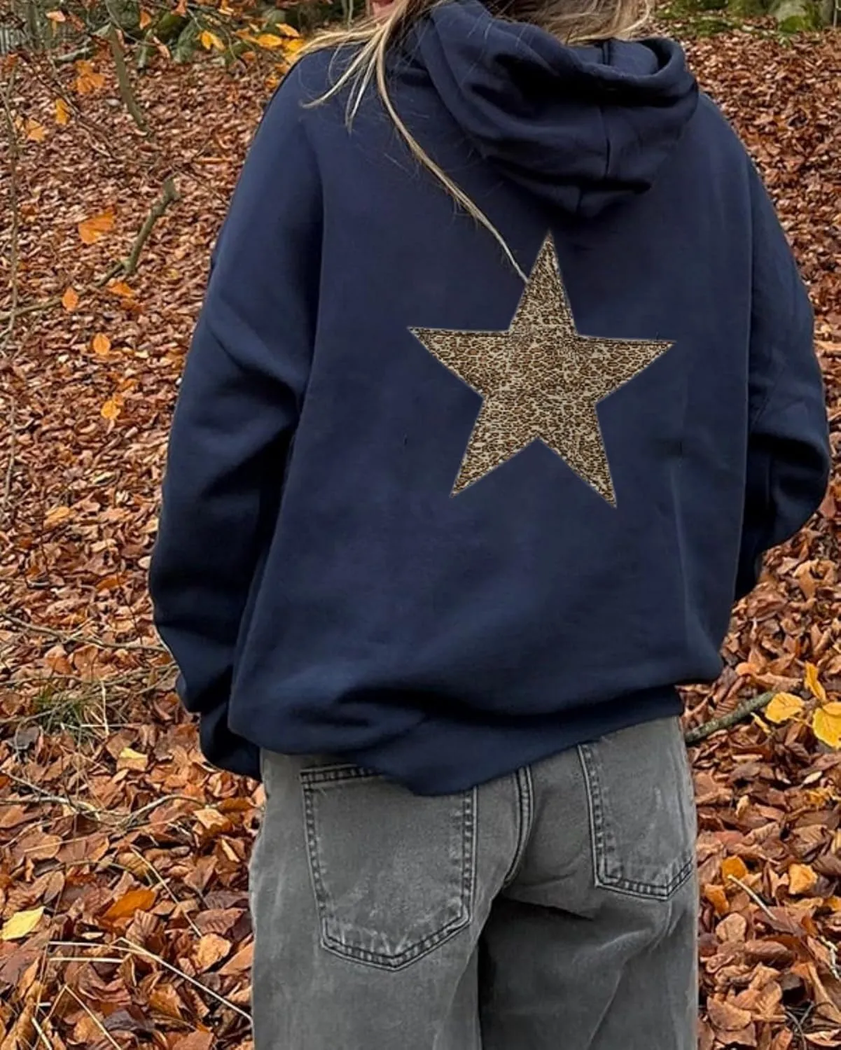 Cioatin Women Oversized Leopard Star Graphic Hoodies Men Cute Y2K Aesthetic Fleece Long Sleeve Pullover Sweatshirt Girls