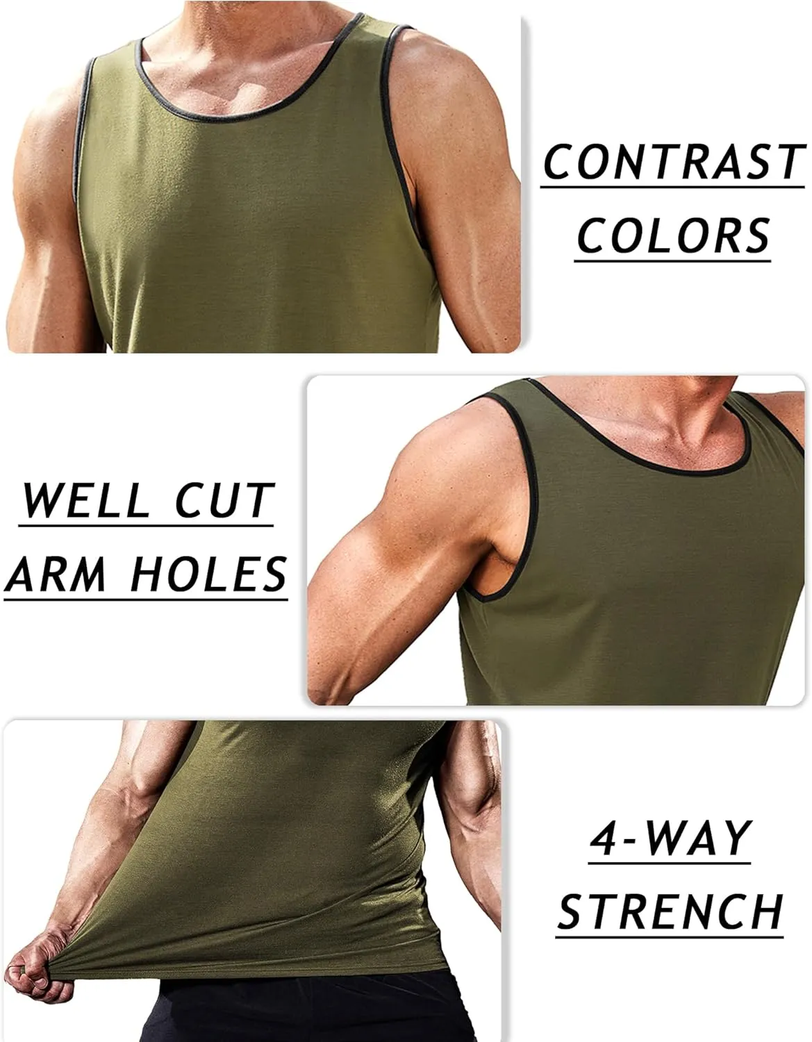 COOFANDY Men's Athletic Running Tank Tops 3 Pack Sleeveless Workout Gym Shirts Muscle Tee Casual Beach T Shirt
