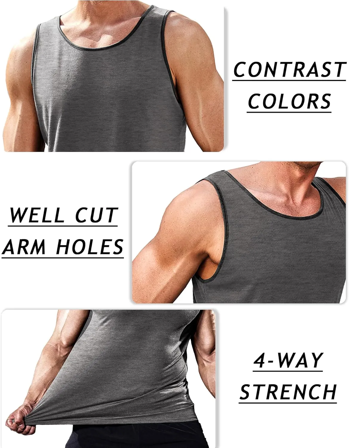 COOFANDY Men's Athletic Running Tank Tops 3 Pack Sleeveless Workout Gym Shirts Muscle Tee Casual Beach T Shirt
