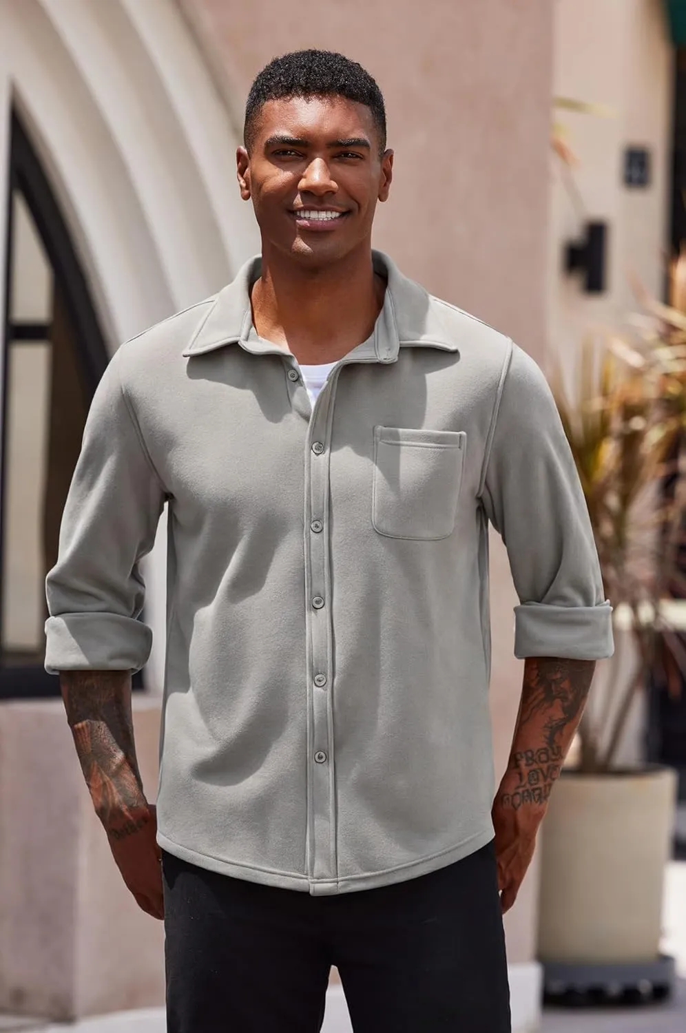COOFANDY Men's Casual Shirt Long Sleeve Button Down Lightweight Flannel Shirts