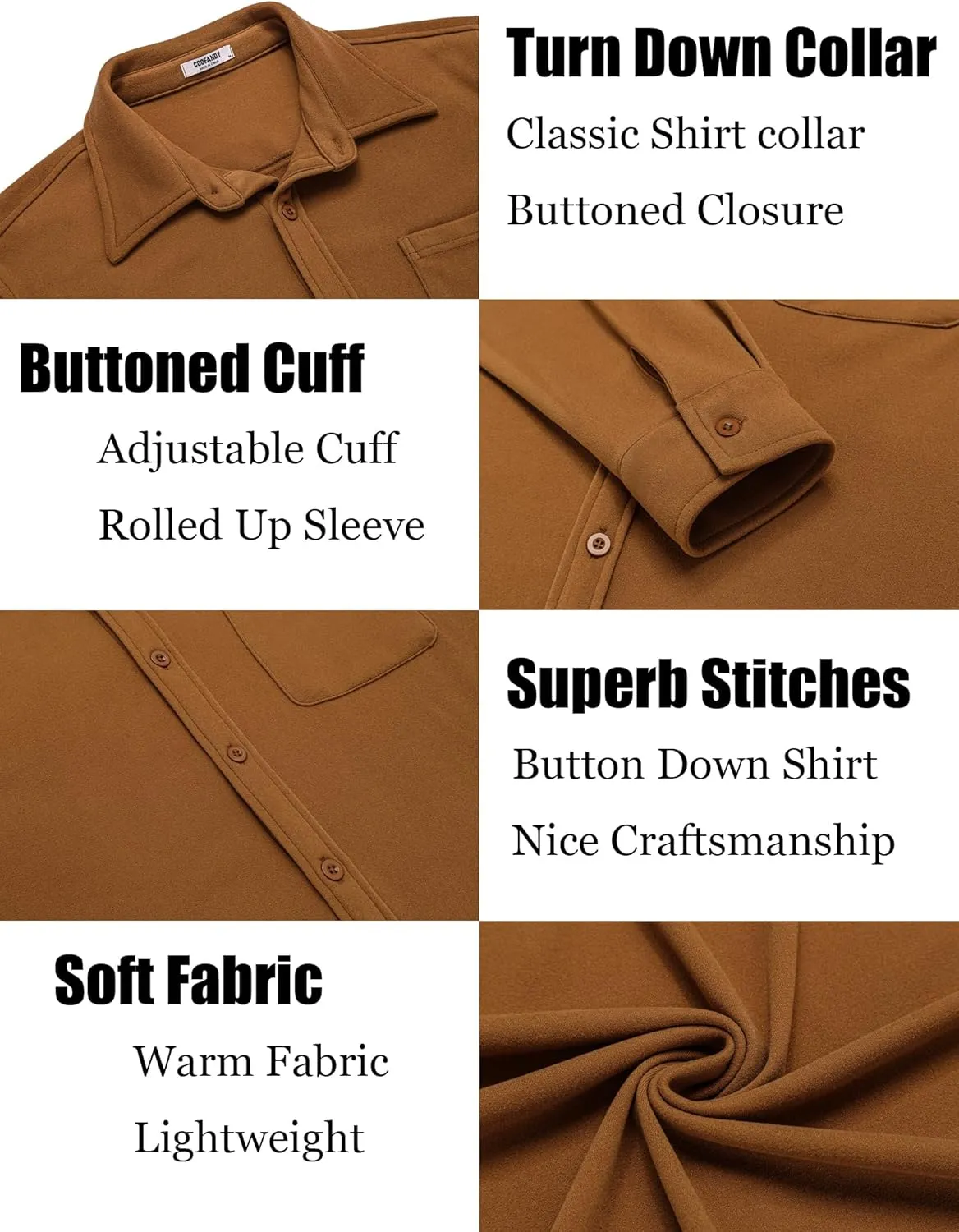 COOFANDY Men's Casual Shirt Long Sleeve Button Down Lightweight Flannel Shirts