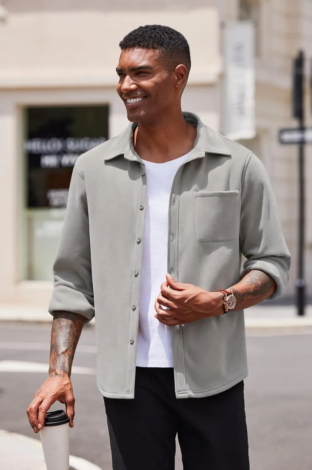 COOFANDY Men's Casual Shirt Long Sleeve Button Down Lightweight Flannel Shirts
