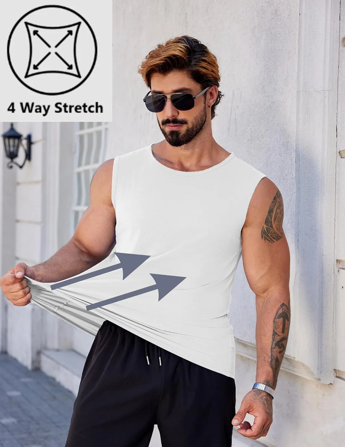 COOFANDY Men's Workout Tank Tops 1/2 Pack Dry Fit Sleeveless Muscle Gym Shirts Stretch Bodybuilding Tee