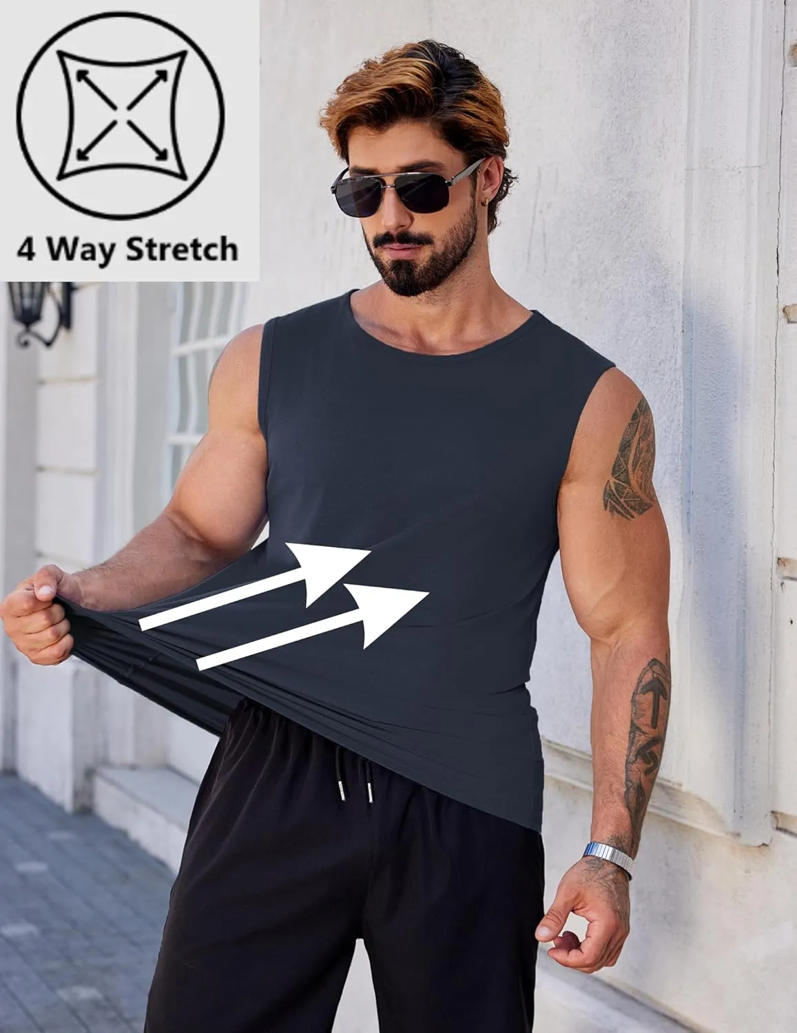 COOFANDY Men's Workout Tank Tops 1/2 Pack Dry Fit Sleeveless Muscle Gym Shirts Stretch Bodybuilding Tee