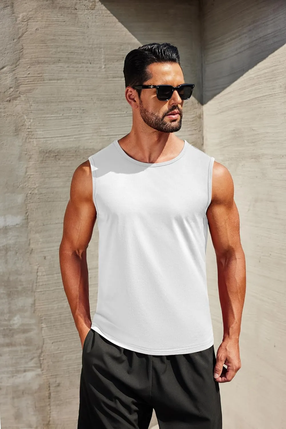 COOFANDY Men's Workout Tank Tops 1/2 Pack Dry Fit Sleeveless Muscle Gym Shirts Stretch Bodybuilding Tee