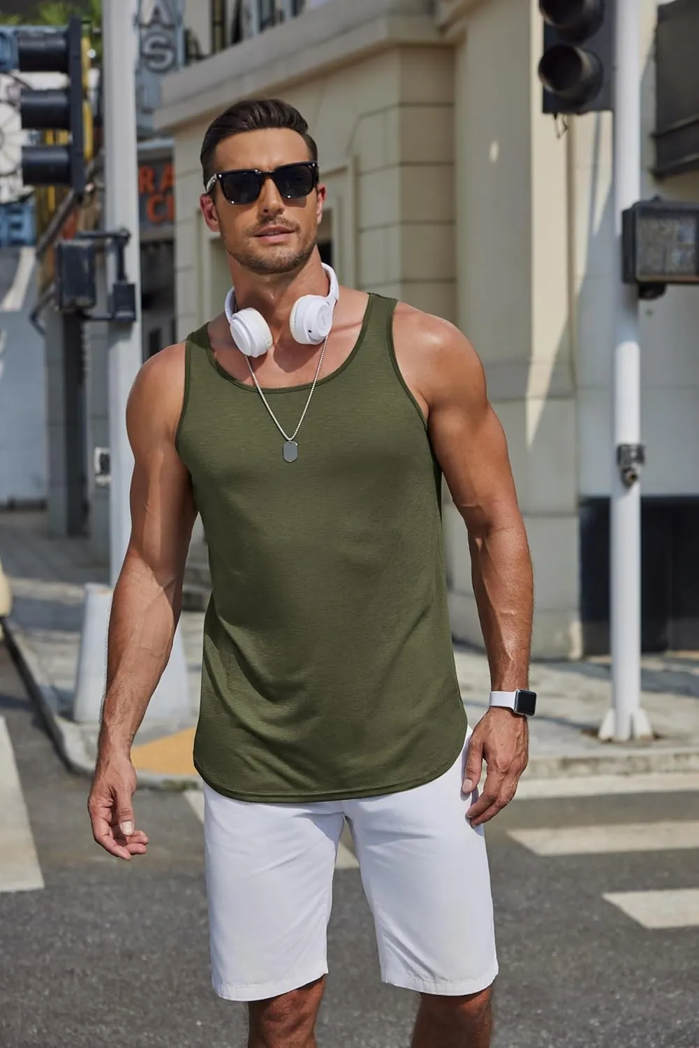 COOFANDY Men's Workout Tank Tops 2 Pack Gym Muscle Sleeveless Shirt Casual Stringer Athletic Tee Shirts Summer