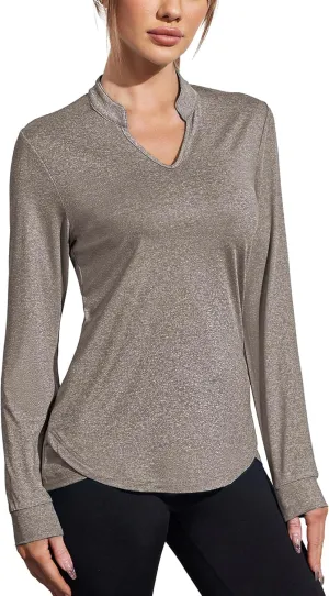 COOrun Workout Shirts for Women Long Sleeve Yoga Tops Casual Hiking Tee Shirt Athletic Breathable Top Quick Dry