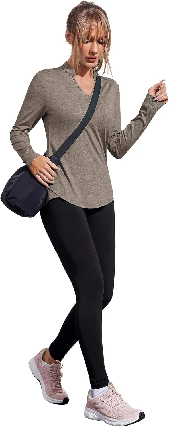 COOrun Workout Shirts for Women Long Sleeve Yoga Tops Casual Hiking Tee Shirt Athletic Breathable Top Quick Dry