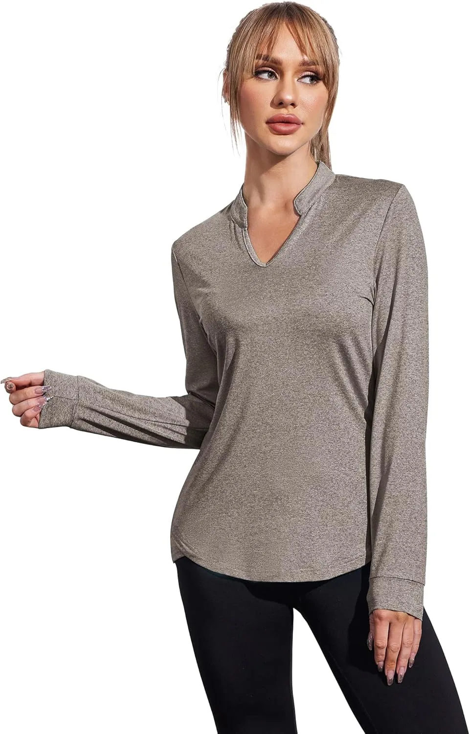 COOrun Workout Shirts for Women Long Sleeve Yoga Tops Casual Hiking Tee Shirt Athletic Breathable Top Quick Dry