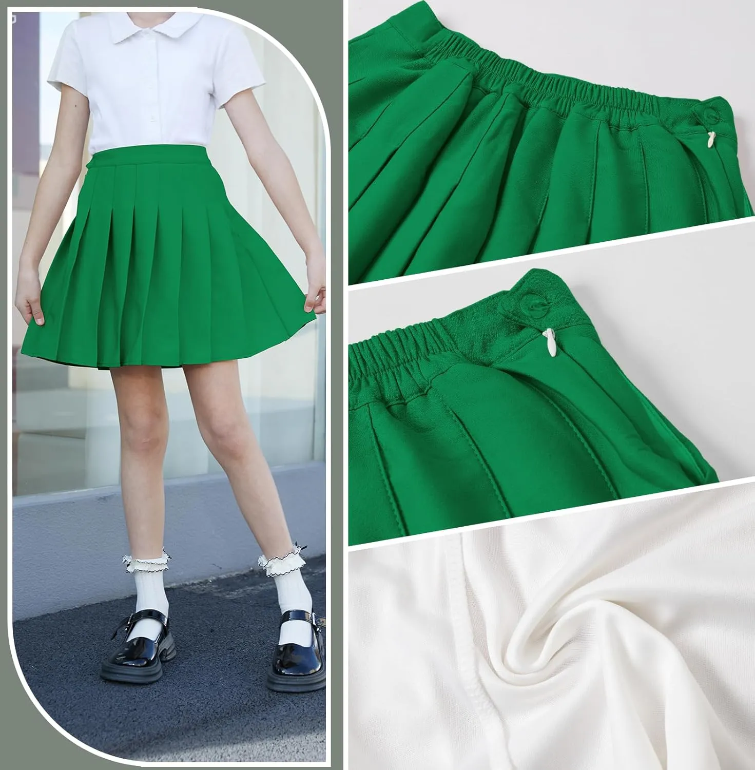 Cromoncent Girls Womens Pleated Mini Skirt Short High Waist School Uniform, 2Years - 4XL