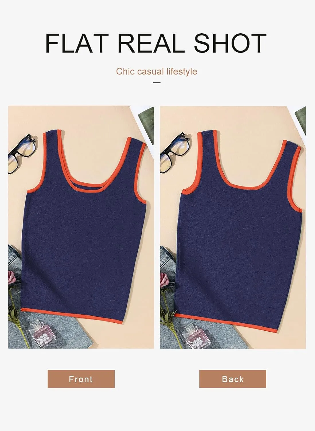 Dokotoo Womens Tank Tops 2025 Summer Casual Sleeveless Scoop Neck Ribbed Knit Color Block Slim Fitted Cami Tee Shirts