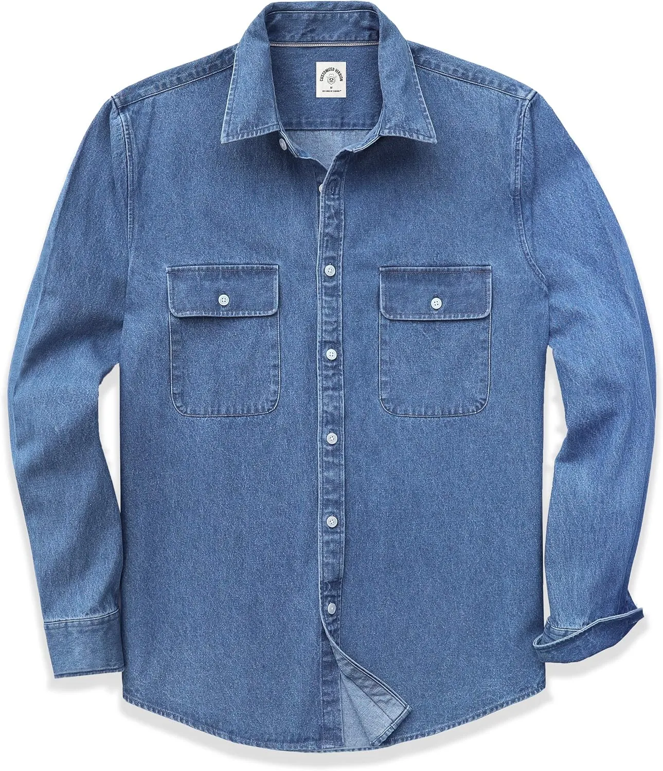 Dubinik Denim Shirt Men Mens Denim Shirts Long Sleeve Mens Denim Button Down Shirt Cotton Regular Fit Casual Work Shirts
