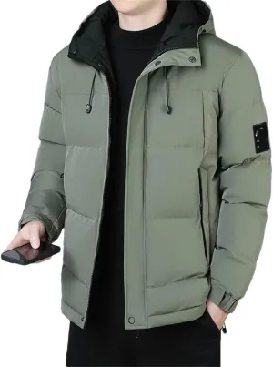 Dvbfufv Men's Winter Cotton-Padded Coat Men Sports Thick Hooded Down Padded Jacket Youth Warm Daily Casual Trendy Coat