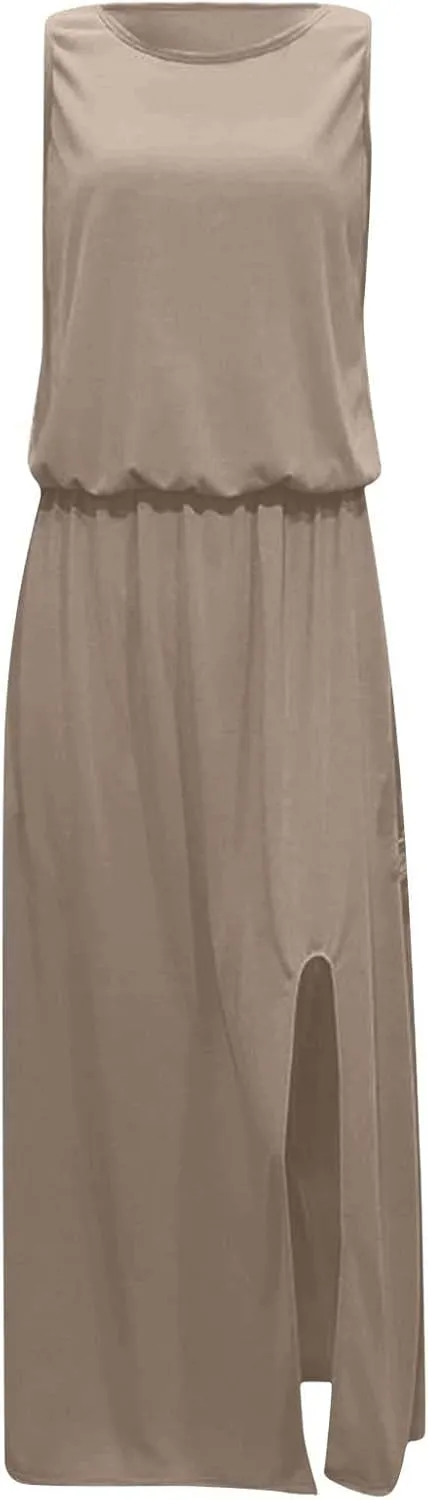 Elegant Sleeveless Maxi Dress for Women 2025 Sexy Flowy Long Dresses Perfect for Summer, Beach, and Resort Wear