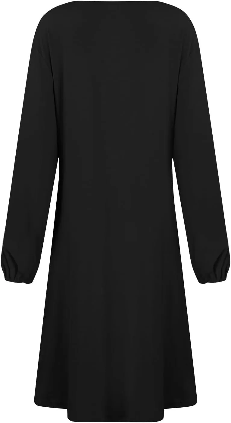 Elegant Women's Long Sleeve Midi Dress with Asymmetrical Hem and Waist Detail Perfect for Casual or Fashion