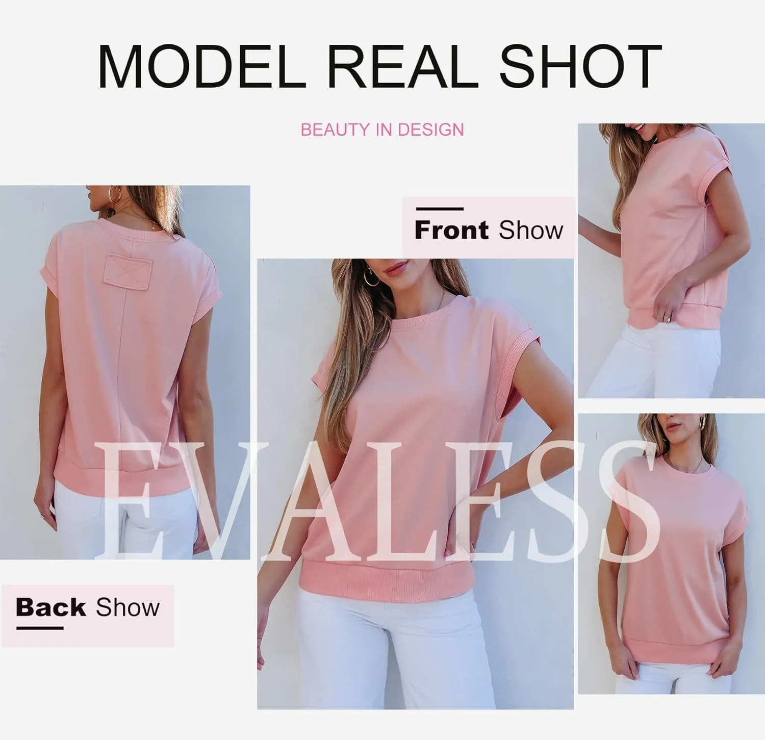 EVALESS Cap Sleeve Tops for Women Summer Tank Tops Basic Tee Shirts Casual 2024 Fashion Clothes Outfits