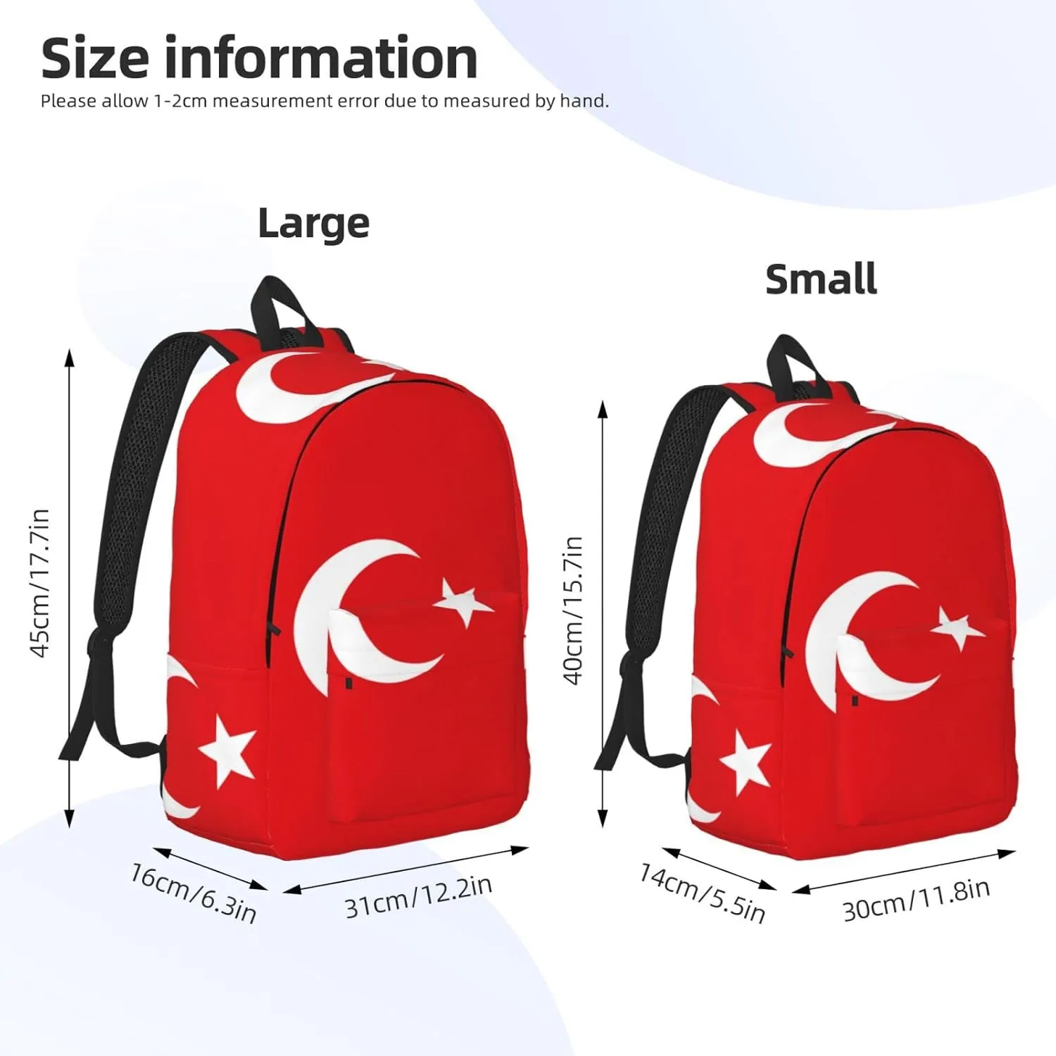 Flag Of Turkey Print Vintage Canvas Backpack Casual Trendy Laptop Backpack For Men Women Hiking, Office