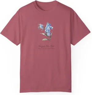 Forget Me Not Unisex Comfort Colors T-Shirt, True Love Blue Floral Boho Vintage Cottage Positive Tee 2411-342