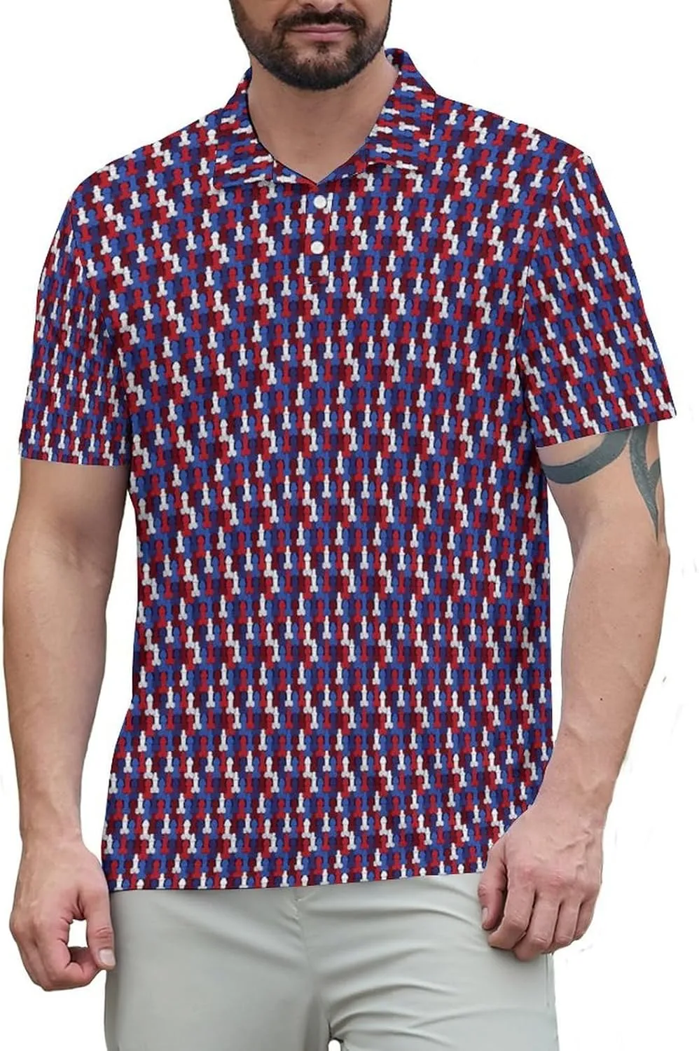 Funny Polo Shirt for Men Fashion Print Short Sleeve Golf Polos Shirts Quick Dry Performance Summer Shirt Golf Outfits