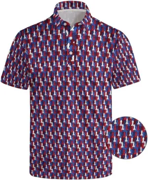 Funny Polo Shirt for Men Fashion Print Short Sleeve Golf Polos Shirts Quick Dry Performance Summer Shirt Golf Outfits