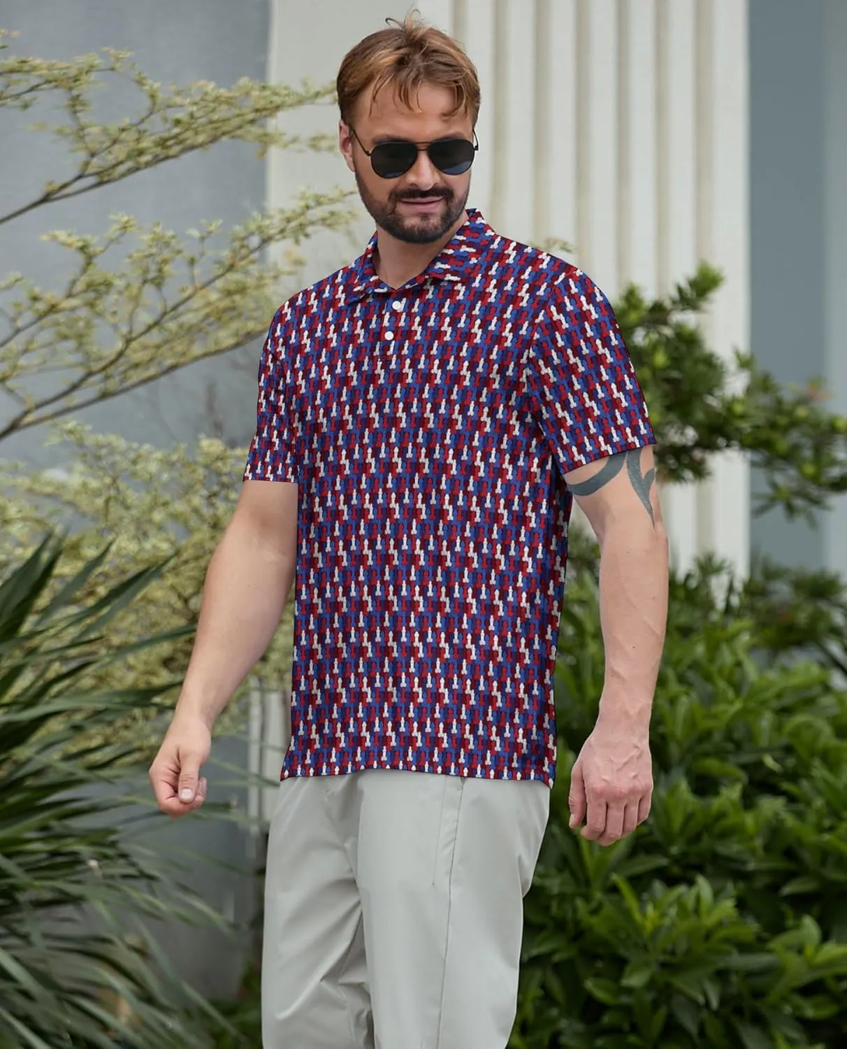 Funny Polo Shirt for Men Fashion Print Short Sleeve Golf Polos Shirts Quick Dry Performance Summer Shirt Golf Outfits