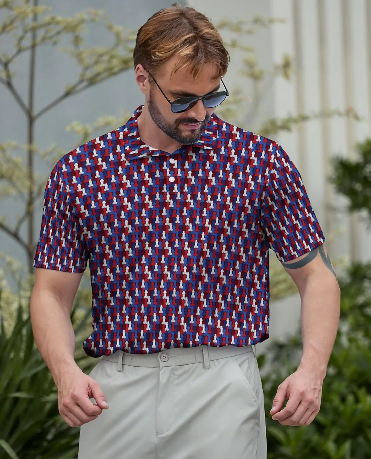 Funny Polo Shirt for Men Fashion Print Short Sleeve Golf Polos Shirts Quick Dry Performance Summer Shirt Golf Outfits