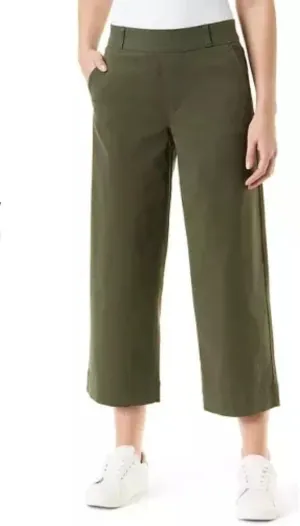 Gloria Vanderbilt Women's Wide Leg Pull On Crop Pants with Smoothing Tummy Panel