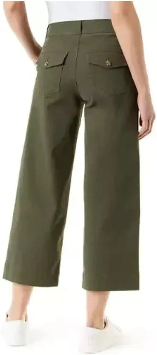 Gloria Vanderbilt Women's Wide Leg Pull On Crop Pants with Smoothing Tummy Panel