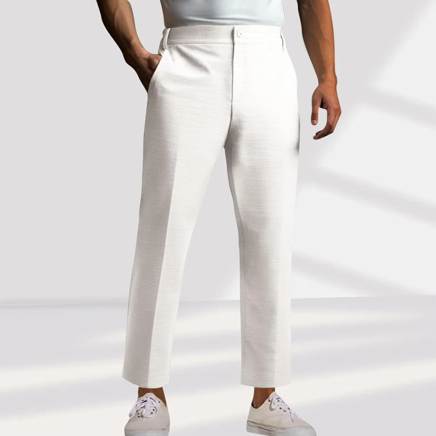 Golf Pants for Men Slim Fit Outdoor Athletic Dress Pants Flat Front Suit Trousers Men for Wedding Guest Business Work