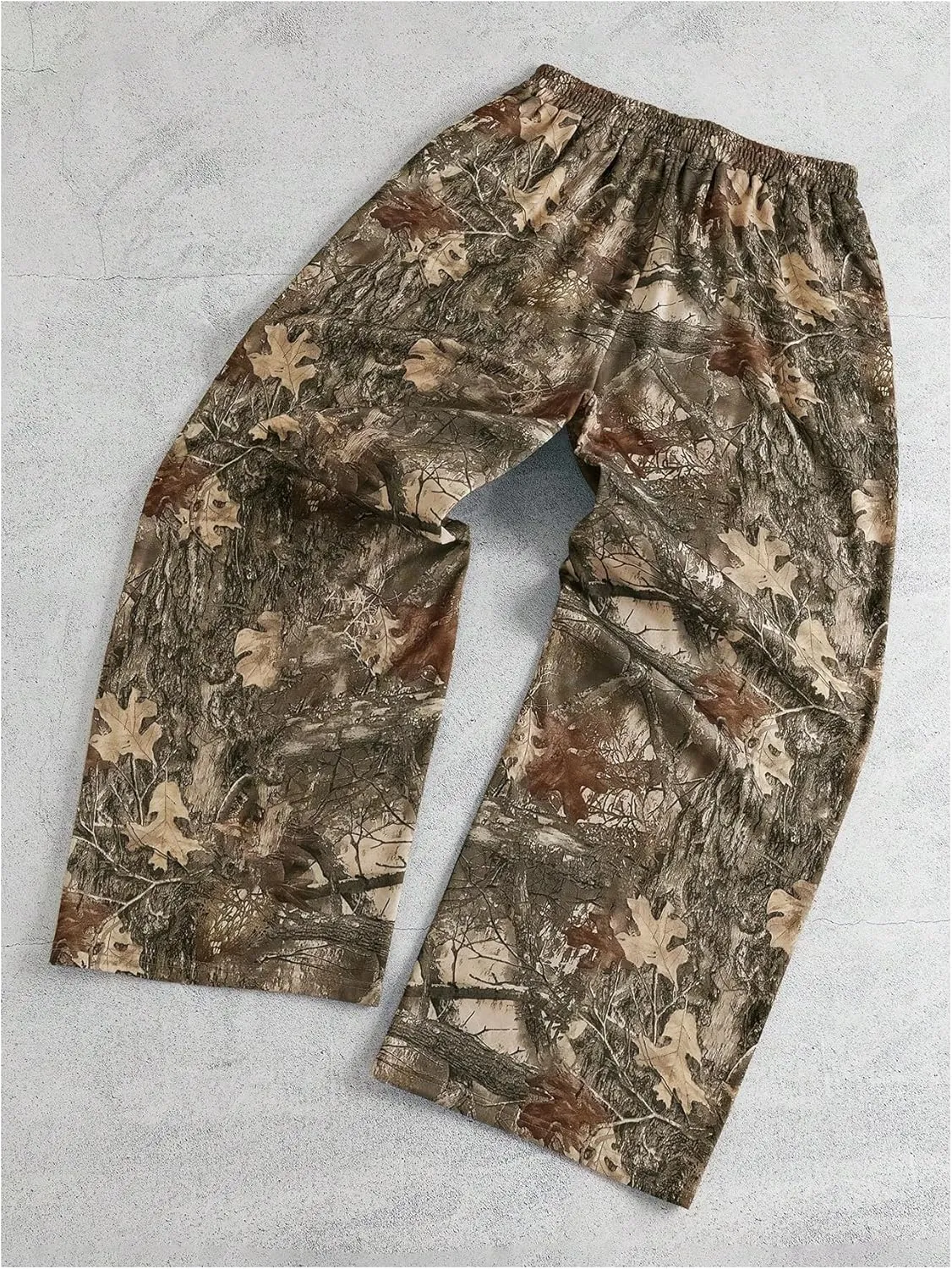 GORGLITTER Men's Camo Pants Y2K Wide Leg Baggy Elastic Waist Stacked Pants Streetwear