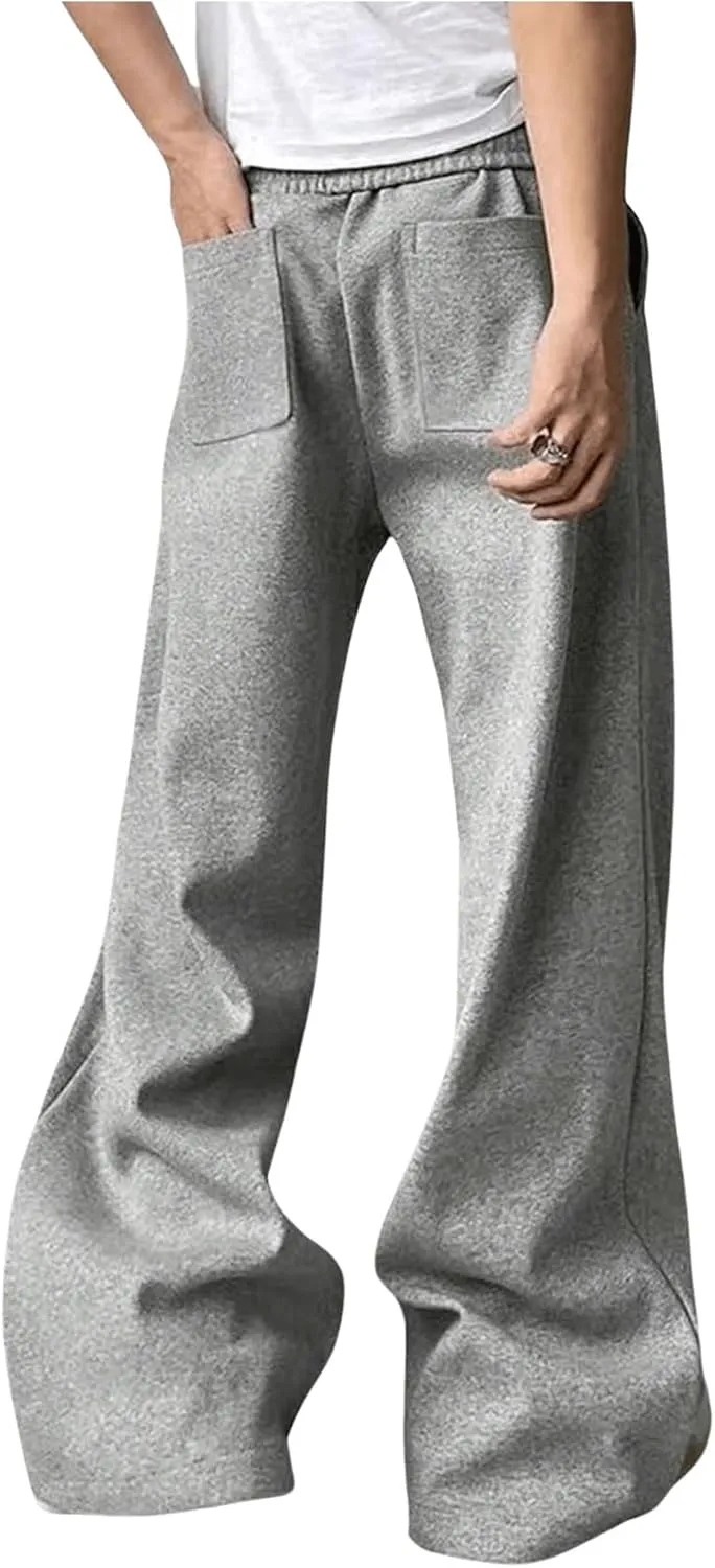 GORGLITTER Men's Flared Sweatpants Baggy Wide Leg Oversized Track Pants Trousers with Pockets
