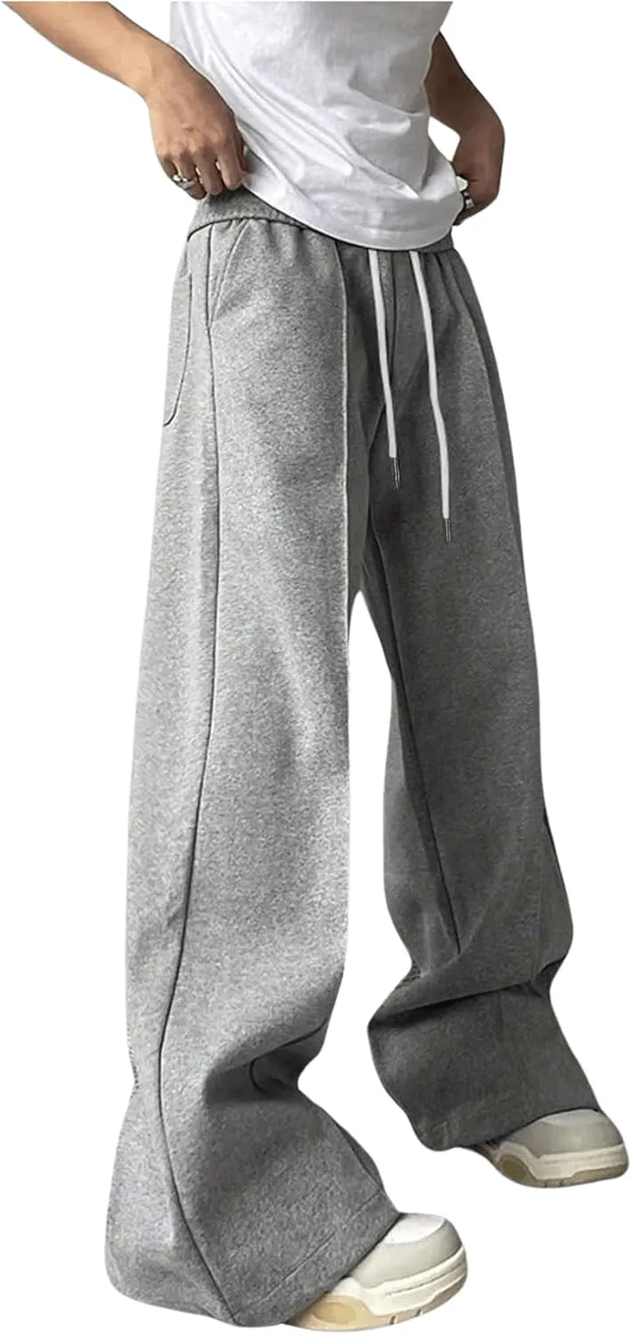 GORGLITTER Men's Flared Sweatpants Baggy Wide Leg Oversized Track Pants Trousers with Pockets