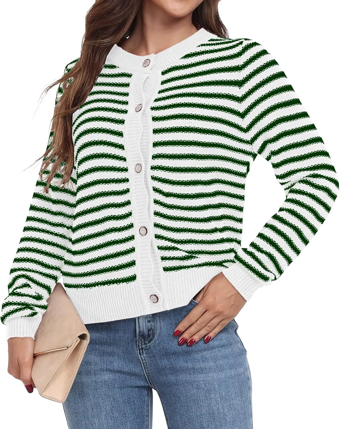 GRECERELLE Women Knit Cardigan Sweaters Long Sleeve Open Front Button Down Casual Trendy Jackets Outwear