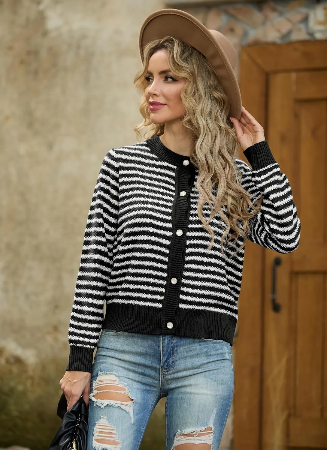 GRECERELLE Women Knit Cardigan Sweaters Long Sleeve Open Front Button Down Casual Trendy Jackets Outwear
