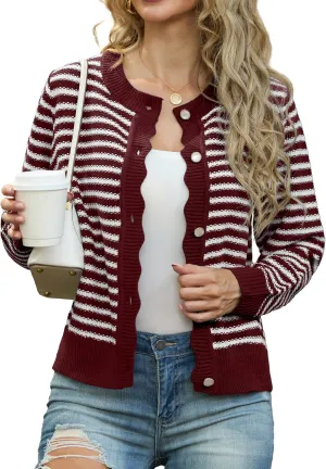 GRECERELLE Women Knit Cardigan Sweaters Long Sleeve Open Front Button Down Casual Trendy Jackets Outwear