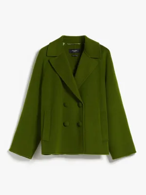green double-breasted jacket