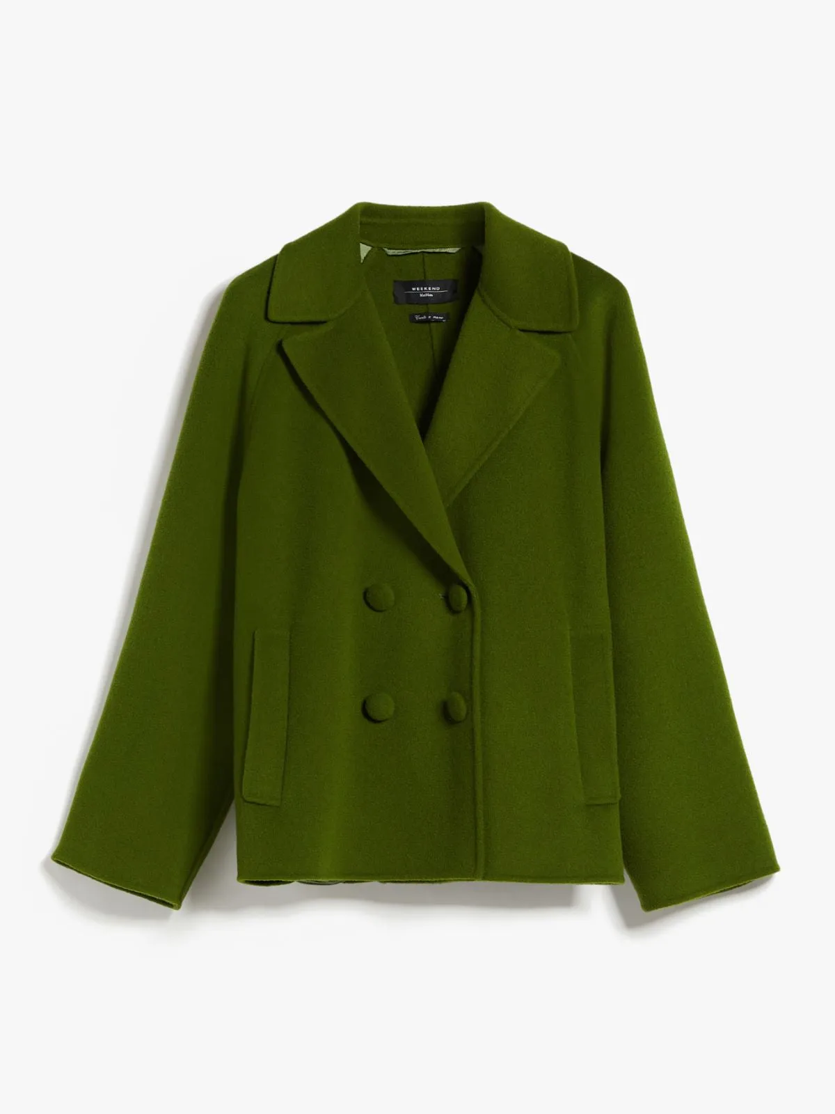 green double-breasted jacket