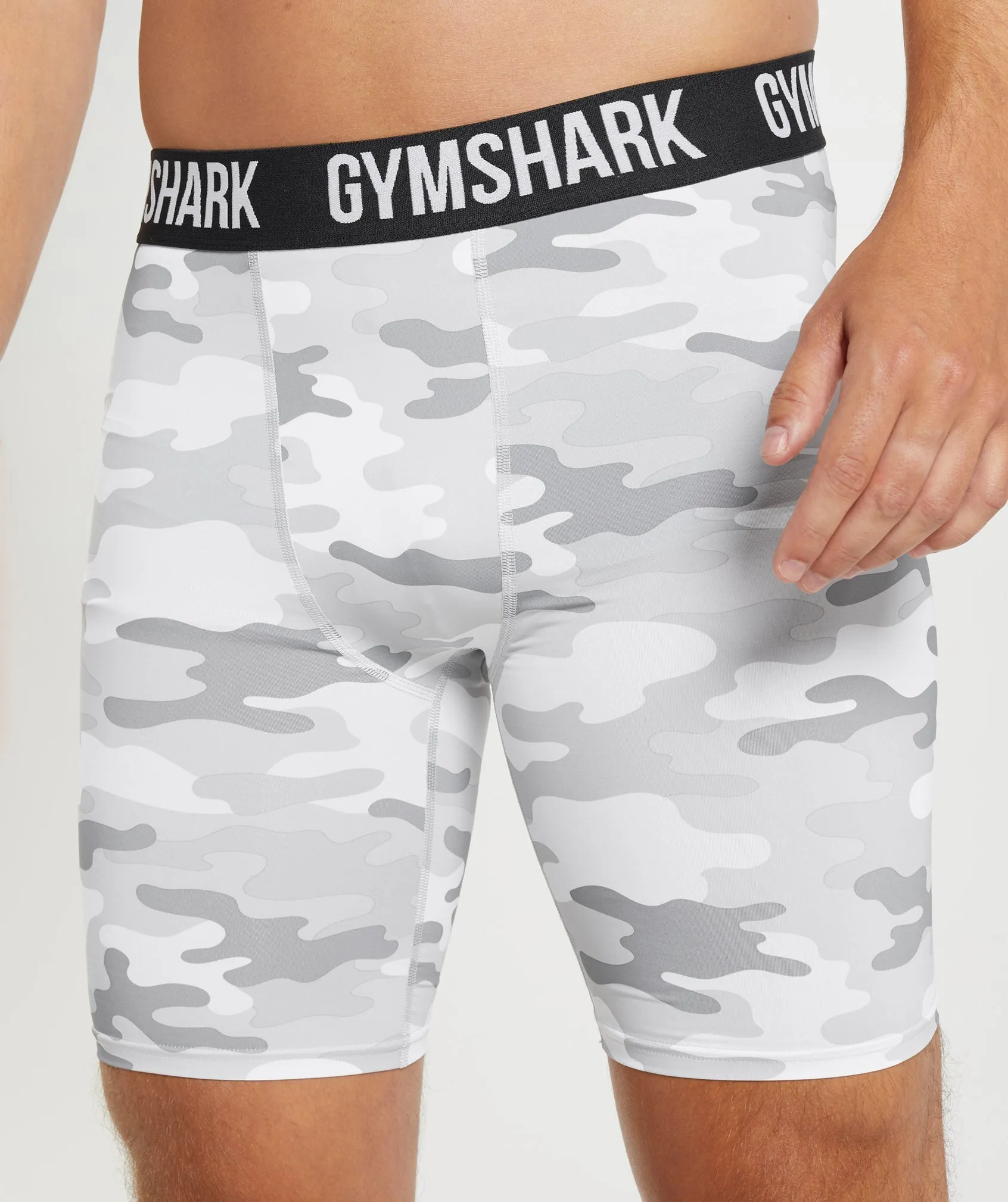 Gymshark Element Baselayer Shorts -  Light Grey Print
