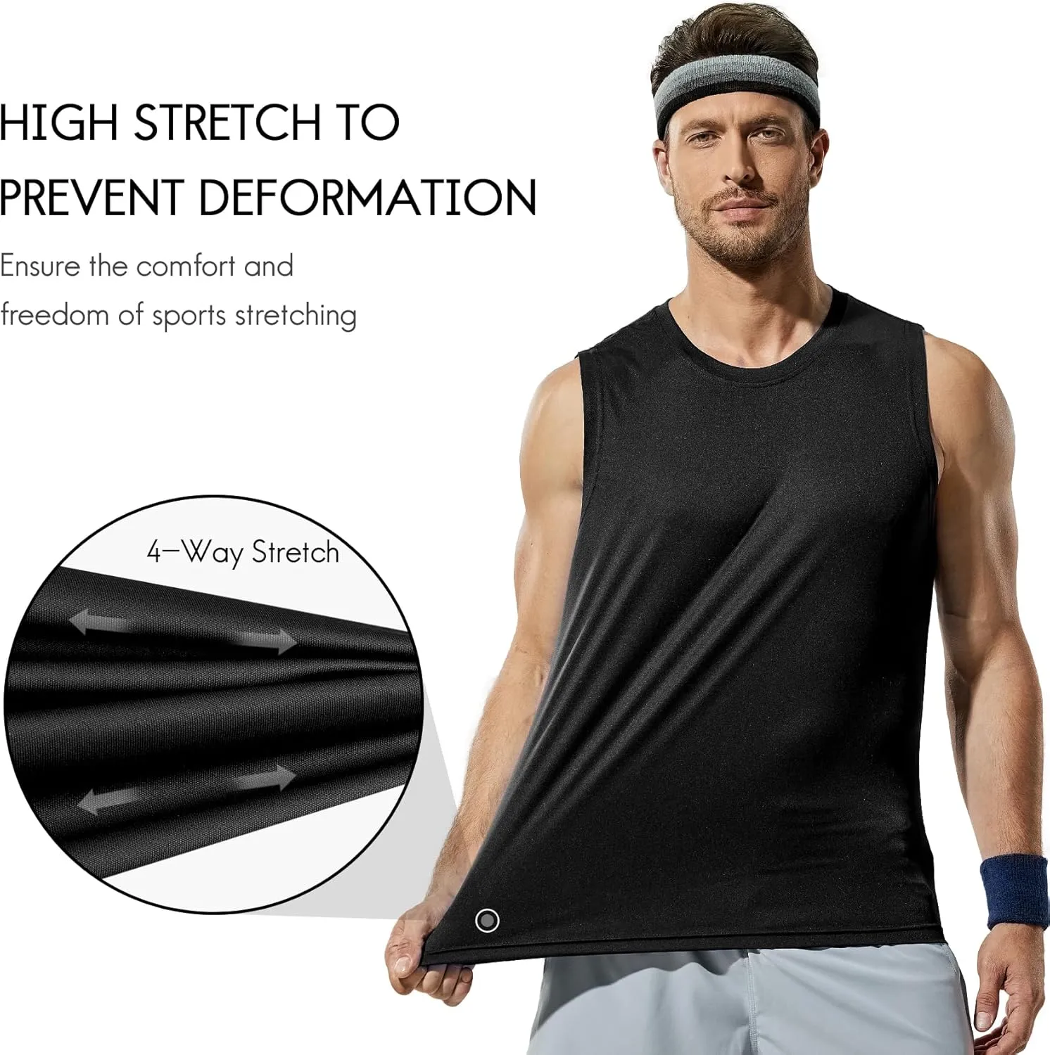 Haimont Men's Workout Tank Top Dry Fit UPF 50 Sleeveless Muscle Tee Shirts for Swim, Running, Hiking, Beach