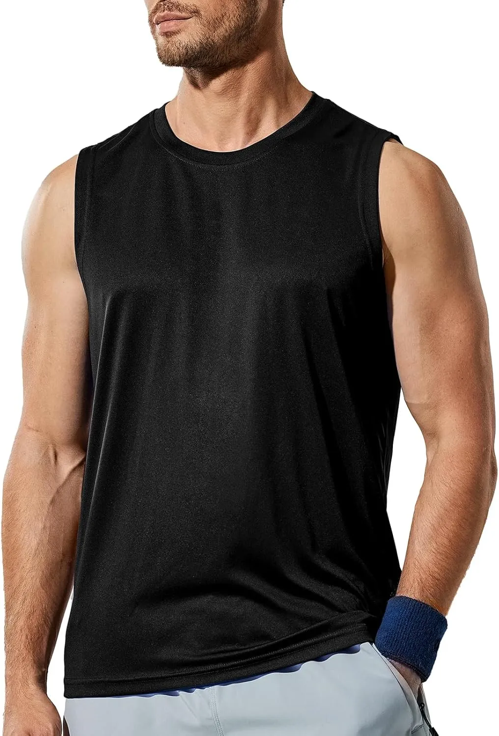 Haimont Men's Workout Tank Top Dry Fit UPF 50 Sleeveless Muscle Tee Shirts for Swim, Running, Hiking, Beach