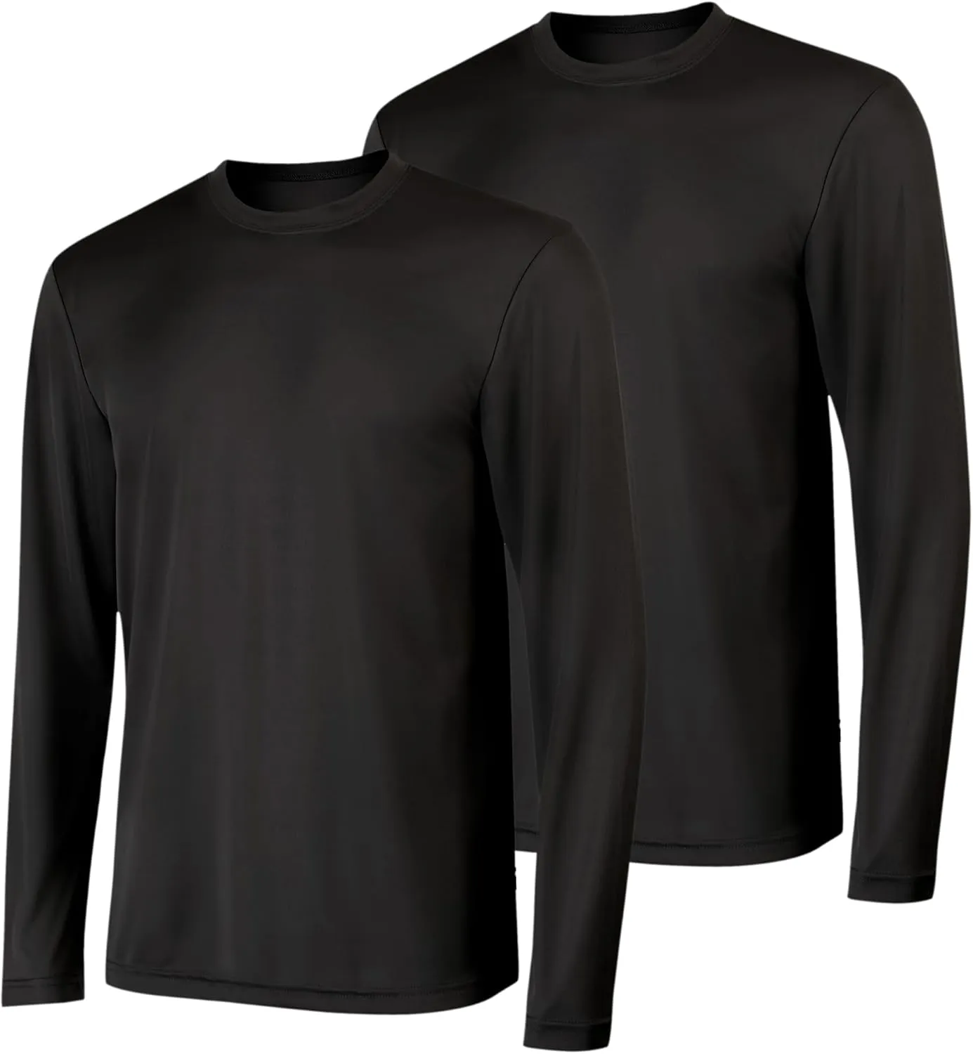 Hanes Men's Long Sleeve Cool DRI T-Shirt UPF 50 , Black, XX-Large (Pack of 2)