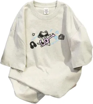 Harajuku Vintage Shirts for Women Cute Graffiti Cat Print T-Shirt Summer Oversized Graphic Tees Kawaii Clothes Y2K Tops
