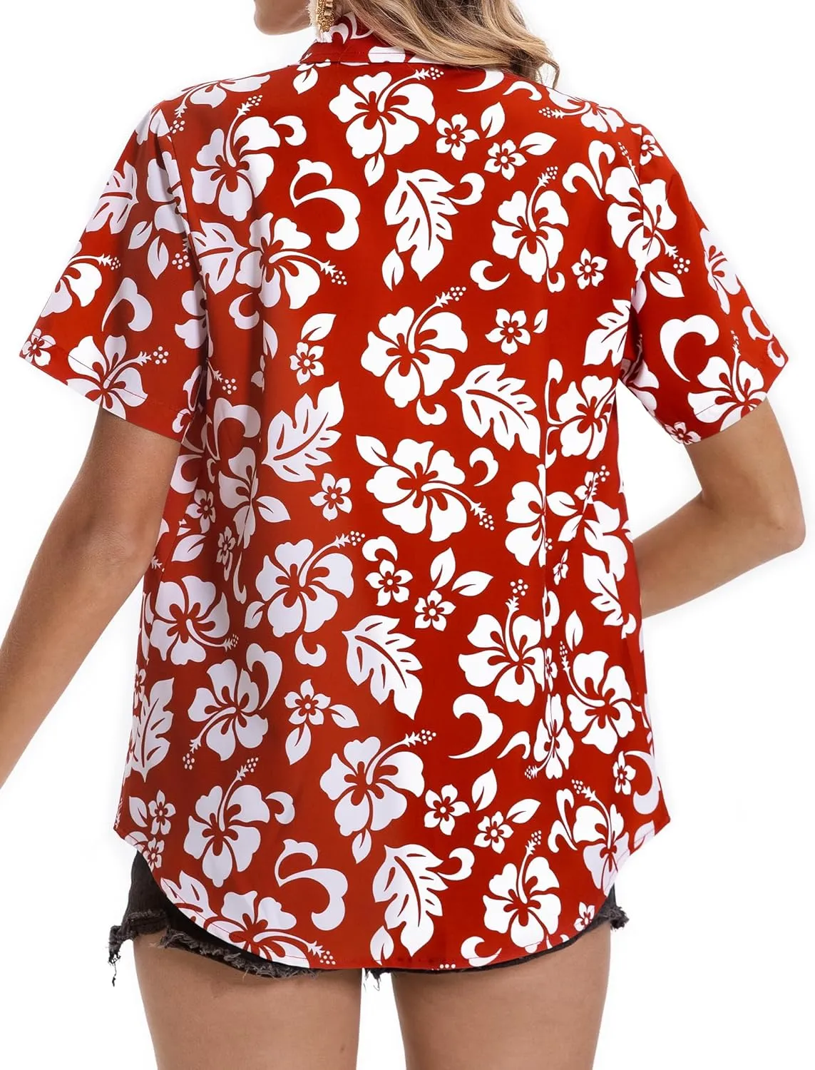 Hawaiian Shirts for Women Tropical Shirt Summer Beach Hawaii Button Down Short Sleeve Blouses Floral Tops Hawaii Outfits 2025